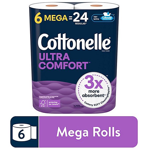slide 1 of 1, Cottonelle Ultra Comfort 6 Mega Toilet Paper Rolls 244 Sheets Per Roll, 1464 ct