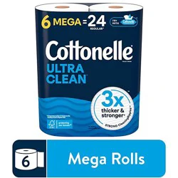 Cottonelle Ultra Clean Mega Toilet Paper Rolls 284 Sheets Per Roll - 6 Count