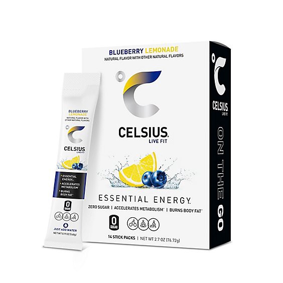 slide 1 of 1, Celsius On-The-Go Blueberry Lemonade 14ct - 14 Ct, 14 ct