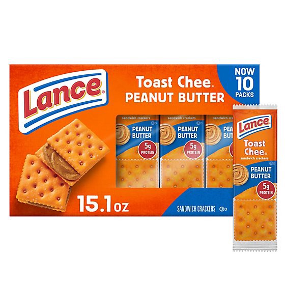 slide 1 of 7, Lance Toastchee Peanut Butter Sandwich Crackers Multipack - 10-1.52 Oz, 10 ct