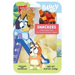 Bluey Snackers Peeled Apple Slices Fruit Snacks And Animal Crackers - 4.25 Oz
