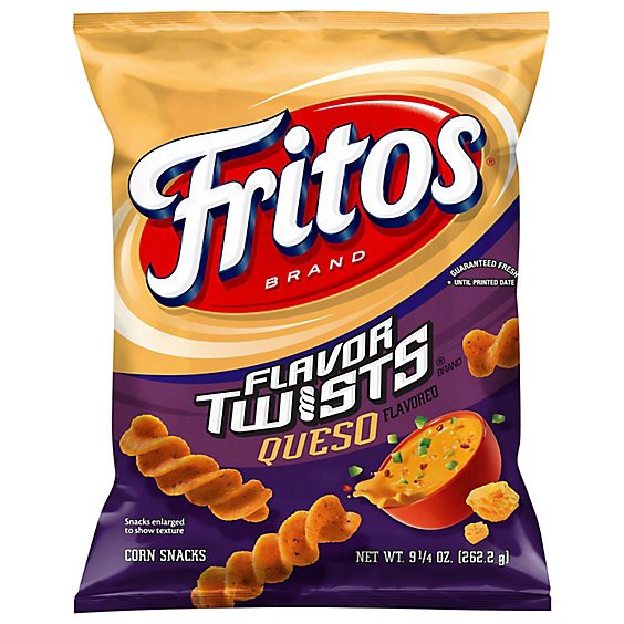 slide 1 of 1, Frito Lay Fritos Flavor Twists Queso Corn Snacks - 9.25 Oz, 9.25 oz