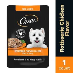 Cesar Mini-Pouch Rotisserie Chicken Flavor Filets In Gravy Wet Dog Food - 1.76 Oz.