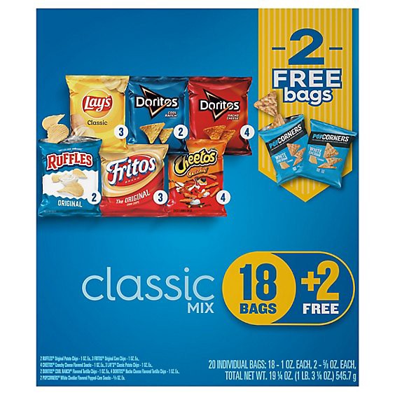 slide 1 of 1, Frito-Lay Variety Pack Classic Mix - 18ct, 18 oz