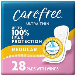 Carefree Ultra Thin Regular With Wings - 28 Count