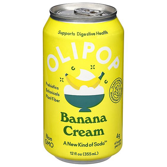 slide 1 of 13, Olipop Banana Cream Prebiotic Soda Can - 12 Fl. Oz., 12 fl oz