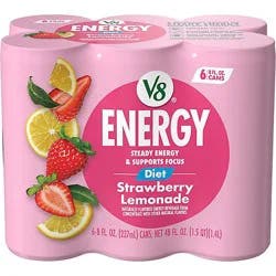 V8 +energy Diet Strawberry Lemonade Juice Energy Drink - 6 Ct - 8 Fl Oz