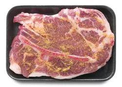 Pork Shoulder Steak Bone In Chefs Blend Seasoning - Lb