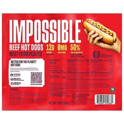 Impossible Beef Hot Dogs Meat From Plants - 10 Oz