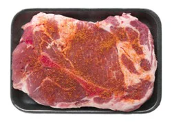 Pork Shoulder Steak Bone In Richards Bbq Seasoning - Lb