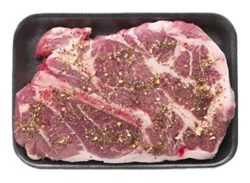Pork Shoulder Steak Bone In California Garlic Seasoning - Lb