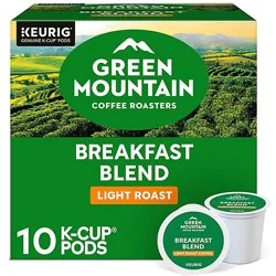 Green Mountain Coffee Roasters Breakfast Blend Keurig K Cup Pods Light Roast Coffee - 10 Ct