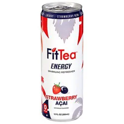 Fit Tea Energy Beverage Strawberry Acai - 12 Oz