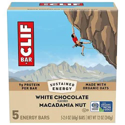 Clif Bar White Chocolate Macadamia Nut Flavor Energy Bars - 5-2.4 Oz
