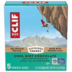 Clif Bar Cool Mint Chocolate With Caffeine Energy Bars - 5-2.4 Oz