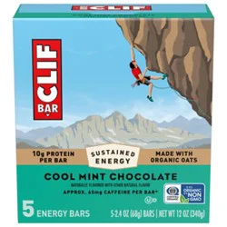 Clif Bar Cool Mint Chocolate With Caffeine Energy Bars - 5-2.4 Oz