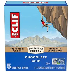 Clif Bar Chocolate Chip Energy Bars - 5-2.4 Oz