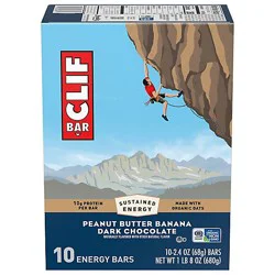 Clif Bar Peanut Butter Banana With Dark Chocolate Flavor Energy Bars - 10-2.4 Oz