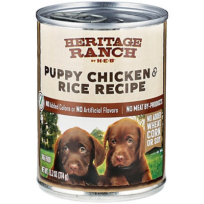 slide 1 of 1, Heritage Ranch by H-E-B Puppy Chicken & Rice Recipe Wet Dog Food, 13.2 oz