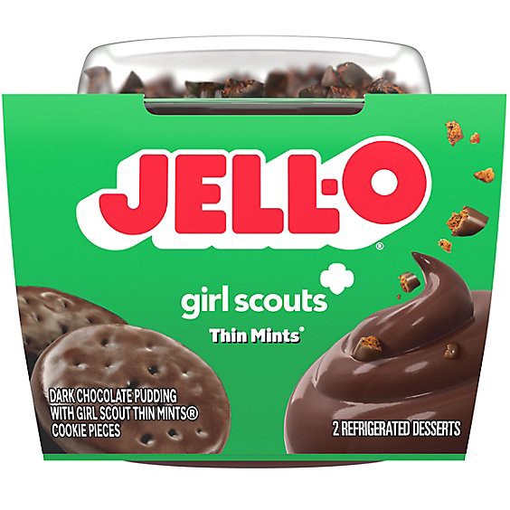 slide 1 of 11, Jell-O Thin Mints Ready-To-Eat Refrigerated Dessert - 2 Count, 7 oz