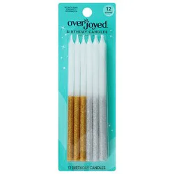 Overjoyed Tall Glitter Birthday Candles - 12 Each
