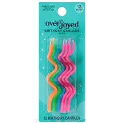 Overjoyed Neon Birthday Candles - 12 Each