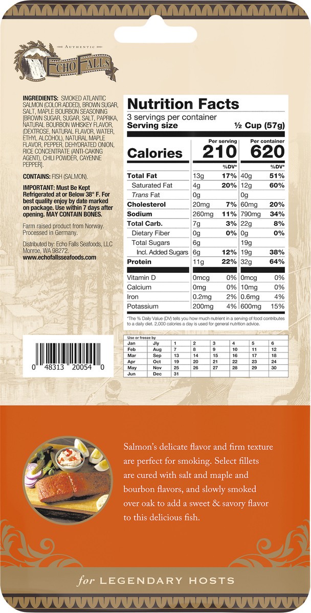 slide 6 of 13, Echo Falls Smoked Salmon Maple Bourbon - 6 Oz, 6 oz