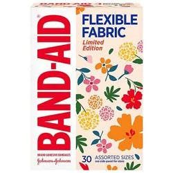Band-Aid Brand Flexible Fabric Bandages, Wildflower, Assorted - 30 Count