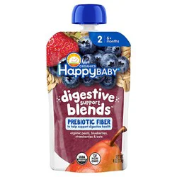 Happy Baby Organics Digestive Support Blends Pear Blueberry Strawberry Oats Drink - 4 Oz