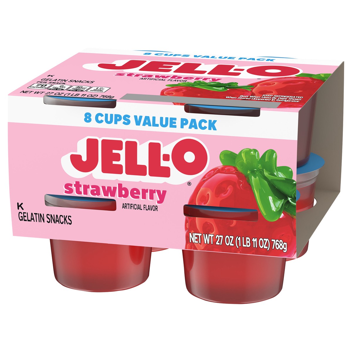 slide 11 of 12, Jell-O Original Strawberry Artificially Flavored Ready-To-Eat Snack Gelatin Value Pack - 8 Count, 27 oz