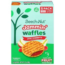 Beech-Nut Jammin' Waffles With Fruit Filling Toddler Snack, Pear Raspberry - 5 Ct
