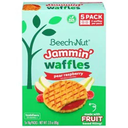 Beech-Nut Jammin' Waffles With Fruit Filling Toddler Snack, Pear Raspberry - 5 Ct