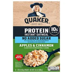 Quaker Protein No Sugar Apple Cinnamon Instant Oatmeal - 10.5 Oz