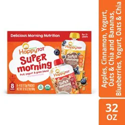 Happy Tot Organics Super Morning Stage 4 Fruit Yogurt & Grain Blend Pouch - 8-4 Oz