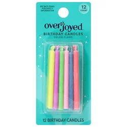 Overjoyed Color Flame Birthday Candles - 12 Each
