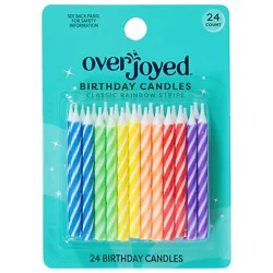 Overjoyed Classic Rainbow Stripe Birthday Candles - 24 Each