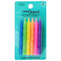 Overjoyed Rainbow Corkscrew Birthday Candles - 12 Each