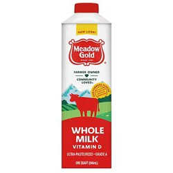 Meachdow Gold Milk Whole Vitamin D Ultra-Pasteurized Quart Paper Carton Gable/tetra Top - Quart