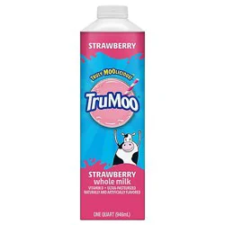 Trumoo Milk Whole Strawberry Vitamin D Ultra-Pasteurized Quart Paper Carton Gable/tetra Top - Quart