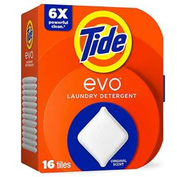Tide Evo Laundry Detergent Fiber Tiles, Original Scent - 16 Count