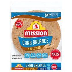 Mission Carb Balance Whole Wheat Flour Tortillas - Burrito Size - 6 Count