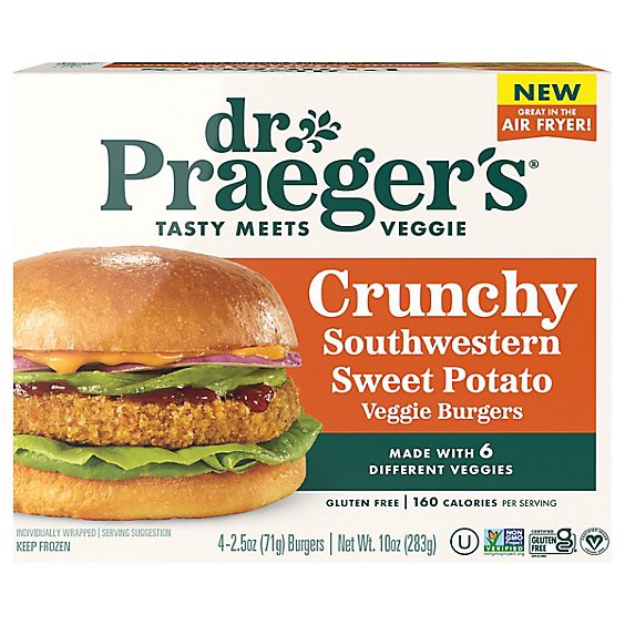 slide 1 of 11, Dr Praeger Burger Veggie Crunchy Southwestern Sweet Potato - 10 Oz, 10 oz