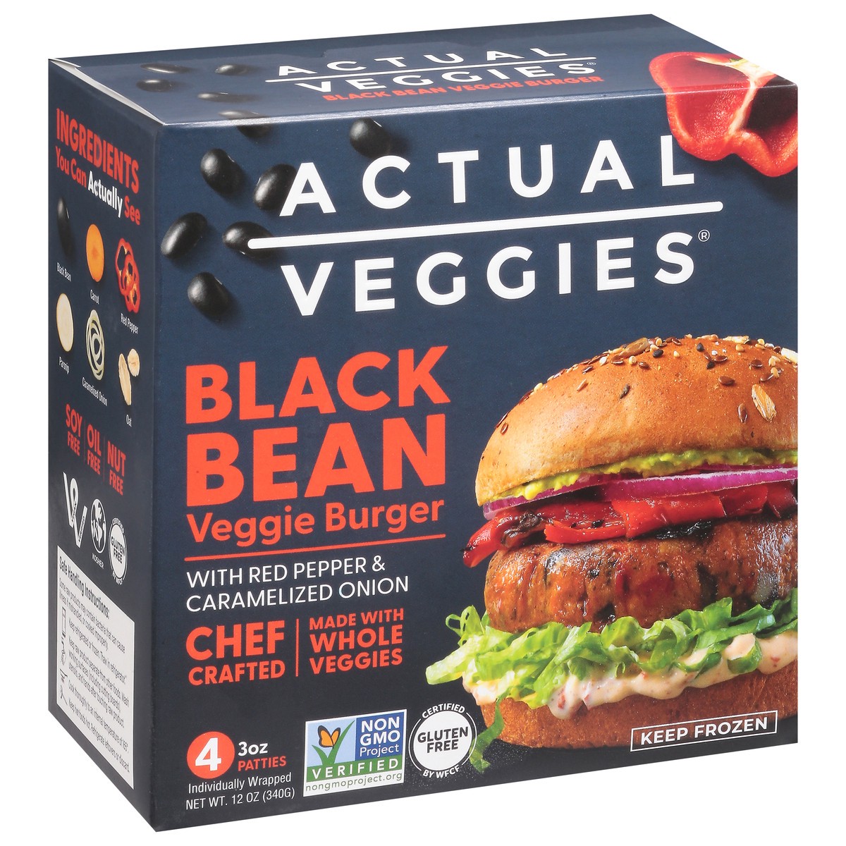 slide 9 of 12, Actual Veggies Burger Veggie Black Bean - 12 Oz, 12 oz
