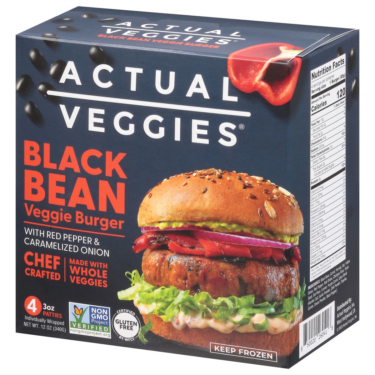 slide 4 of 12, Actual Veggies Burger Veggie Black Bean - 12 Oz, 12 oz