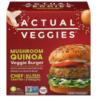 slide 1 of 1, Actual Veggies Burger Veggie Mushroom Quinoa - 12 Oz, 12 oz