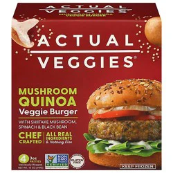 Actual Veggies Burger Veggie Mushroom Quinoa - 12 Oz