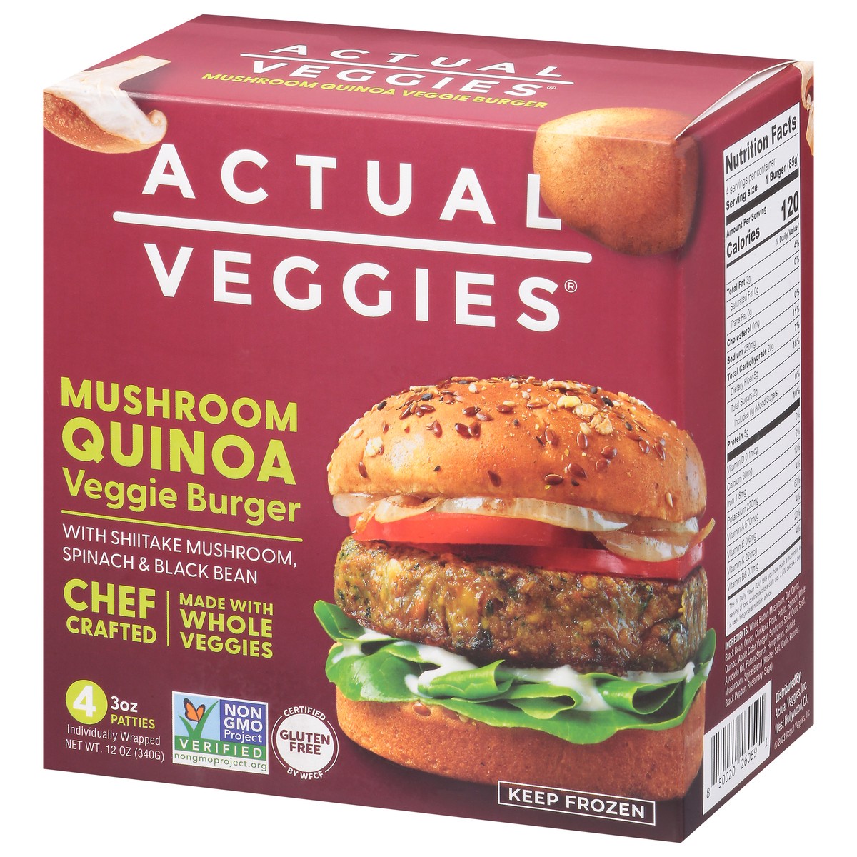slide 6 of 11, Actual Veggies Burger Veggie Mushroom Quinoa - 12 Oz, 12 oz