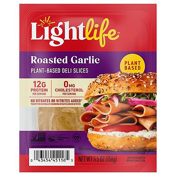 slide 1 of 1, Lightlife Deli Slices Roasted Garlic Plant Based - 5.5 Oz, 5.5 oz