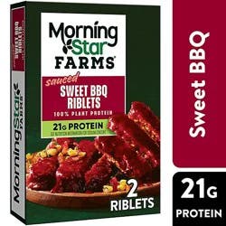 Morningstar Farms Vegan Sauced Riblets Sweet Bbq Vegan Meat 2 Count - 10 Oz