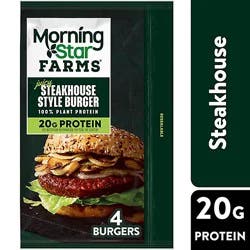Morningstar Farms Plant Based Veggie Burgers Steakhouse Style Vegan Meat 4 Count - 16 Oz